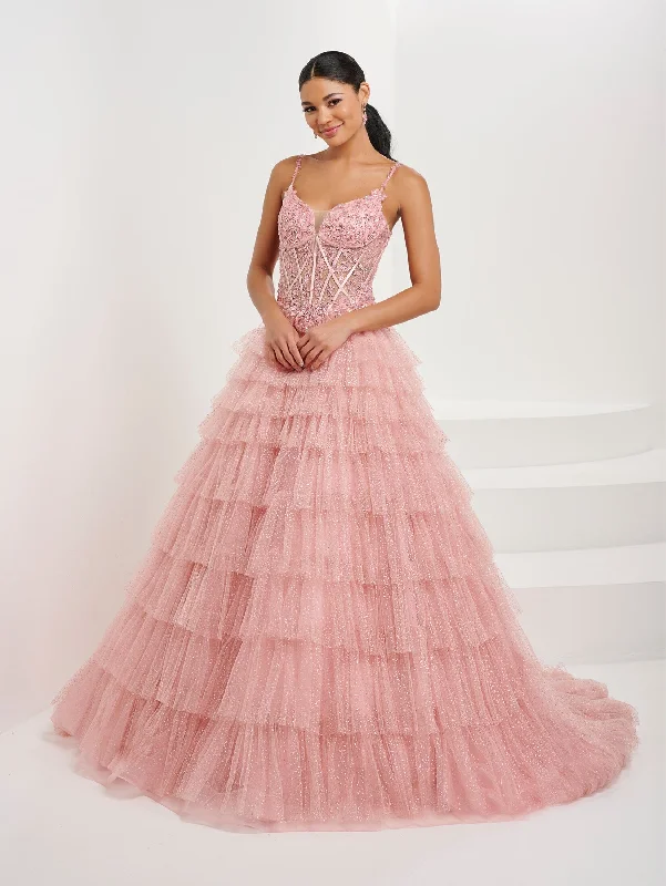 cocktail dresses with layered tulle skirts for volume --Applique Corset Ruffled Tulle Gown by Tiffany Designs 16099 cocktail dresses with layered tulle skirts for volume --Applique Corset Ruffled Tulle Gown by Tiffany Designs 16099