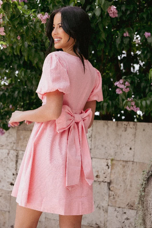 Graduation dresses with cap sleeves for added elegance -Myrtle Mini Dress - Pink