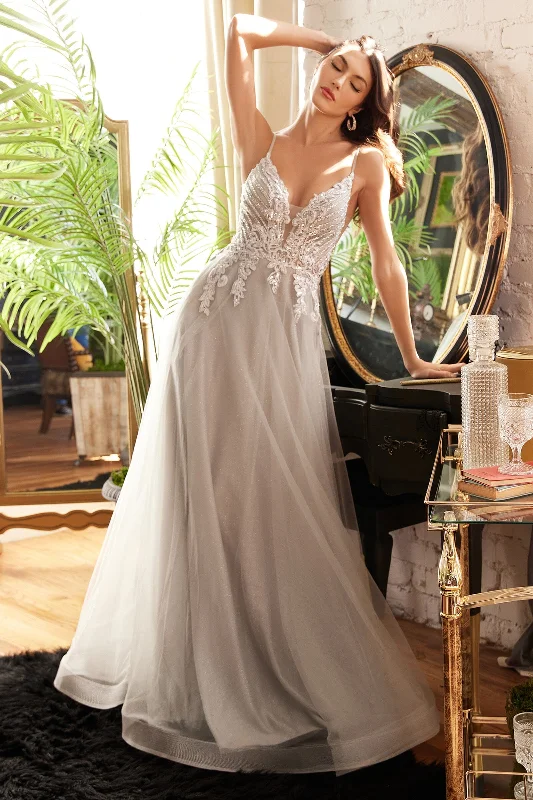 cocktail dresses with mesh necklines for modern appeal --Applique Sleeveless Tulle Gown by Ladivine CD874 cocktail dresses with mesh necklines for modern appeal --Applique Sleeveless Tulle Gown by Ladivine CD874