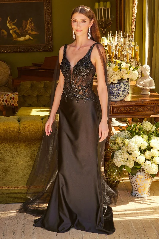 cocktail dresses with halter tops for chic style --Satin Fitted V-Neck Gown by GLS Gloria GL3615 cocktail dresses with halter tops for chic style --Satin Fitted V-Neck Gown by GLS Gloria GL3615