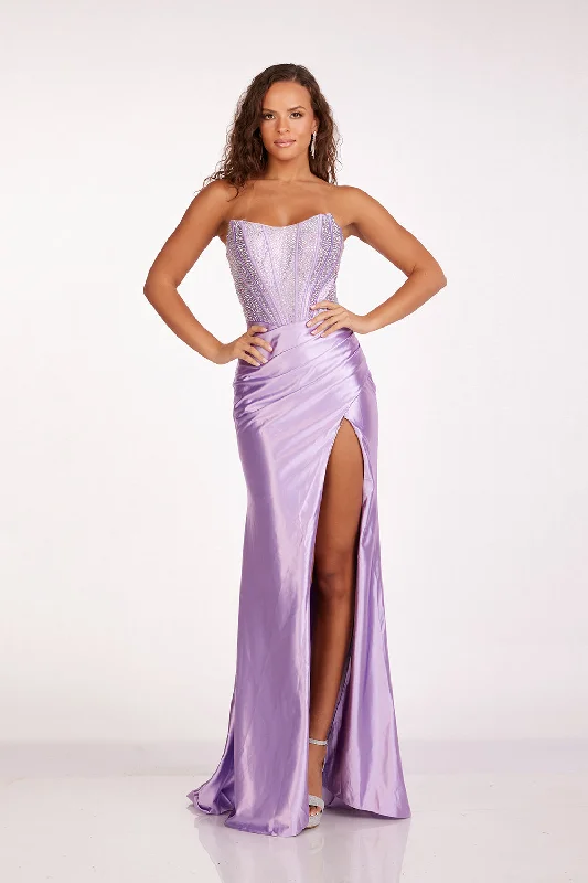 cocktail dresses with floral lace for romantic style --Beaded Fitted Strapless Slit Gown by Abby Paris 90255 cocktail dresses with floral lace for romantic style --Beaded Fitted Strapless Slit Gown by Abby Paris 90255