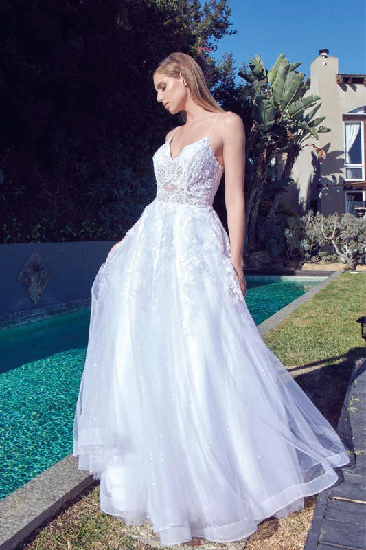 cocktail dresses with off-shoulder sleeves for summer nights --Embroidered Sleeveless Bridal Gown by Juliet JT2482SW