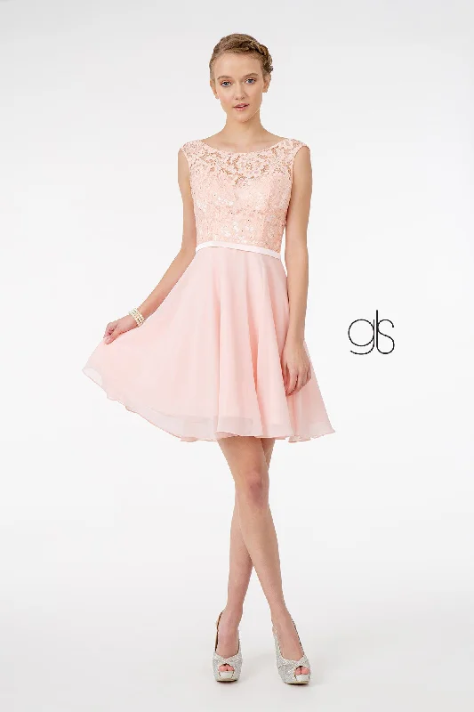 Comfortable yet stylish dresses for festive events -Short Lace Bodice Dress with Corset Back by Elizabeth K GS2807 Comfortable yet stylish dresses for festive events -Short Lace Bodice Dress with Corset Back by Elizabeth K GS2807