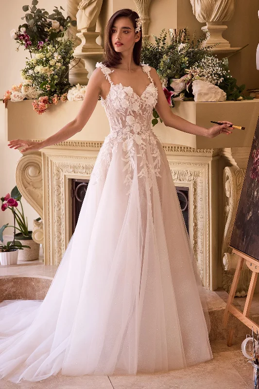 Wedding guest dresses that pair well with shawls -Applique Sleeveless Bridal Gown by Ladivine CDS498W Wedding guest dresses that pair well with shawls -Applique Sleeveless Bridal Gown by Ladivine CDS498W