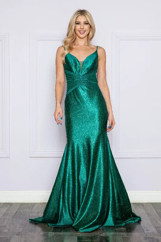cocktail dresses with mesh inserts for edgy style --Fitted Glitter Jersey Sleeveless Gown by Poly USA 9260 cocktail dresses with mesh inserts for edgy style --Fitted Glitter Jersey Sleeveless Gown by Poly USA 9260