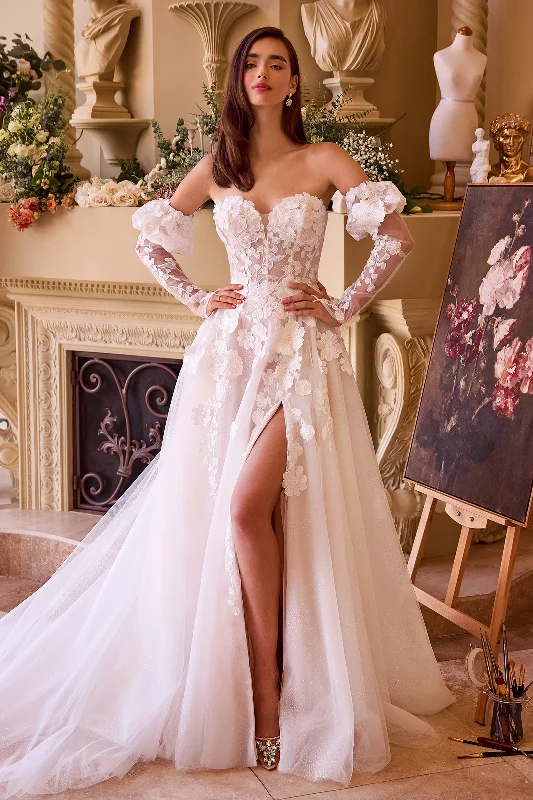 How to choose wedding guest dresses for different seasons -3D Floral Strapless Glove Bridal Gown by Ladivine WL017 How to choose wedding guest dresses for different seasons -3D Floral Strapless Glove Bridal Gown by Ladivine WL017