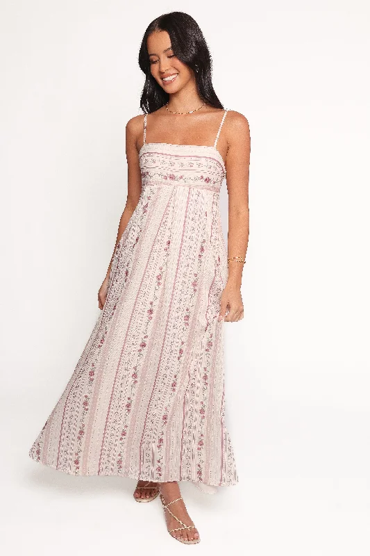 Lacy cocktail dresses for sophisticated party looks -Amaris Maxi Dress - Ivory Mauve Floral Lacy cocktail dresses for sophisticated party looks -Amaris Maxi Dress - Ivory Mauve Floral