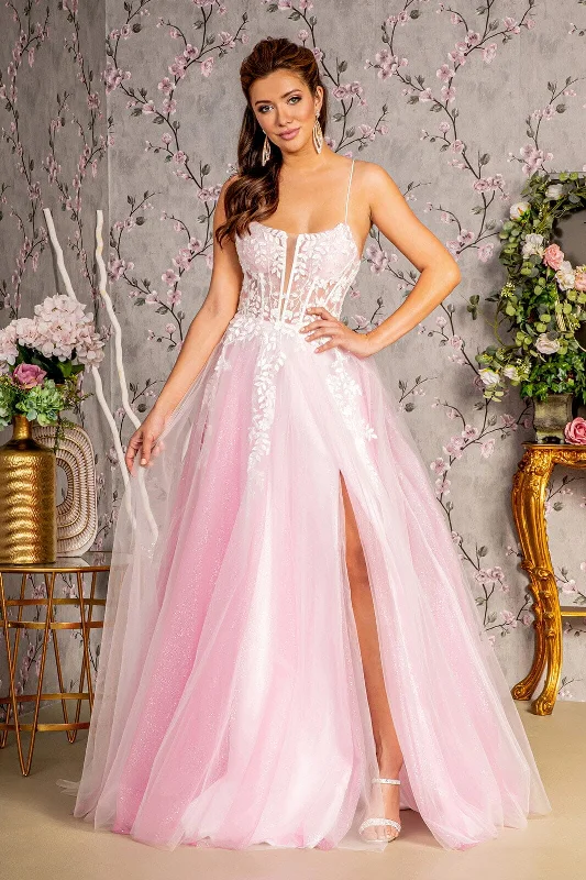 formal dresses with sheer panels for modern style --Applique Sleeveless A-line Slit Gown by GLS Gloria GL3249 formal dresses with sheer panels for modern style --Applique Sleeveless A-line Slit Gown by GLS Gloria GL3249