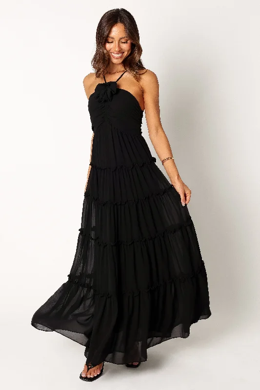 formal dresses for maternity with stretchy waistbands --Dottie Halterneck Maxi Dress - Black formal dresses for maternity with stretchy waistbands --Dottie Halterneck Maxi Dress - Black