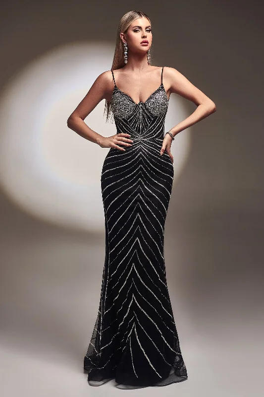 Elegant wedding guest dresses with simple lines -Glitter Print Sleeveless Mermaid Gown by Ladivine CR866 Elegant wedding guest dresses with simple lines -Glitter Print Sleeveless Mermaid Gown by Ladivine CR866