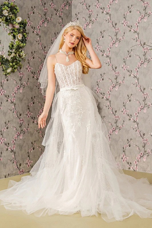 Wedding guest dresses for luxurious weddings with grand venues -Sleeveless Corset Overskirt Bridal Gown by GLS Gloria GL3425 Wedding guest dresses for luxurious weddings with grand venues -Sleeveless Corset Overskirt Bridal Gown by GLS Gloria GL3425