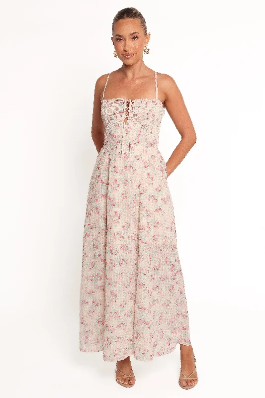 Spring dresses for weekend getaways with casual style -Vespera Maxi Dress - Pink Ditsy Spring dresses for weekend getaways with casual style -Vespera Maxi Dress - Pink Ditsy