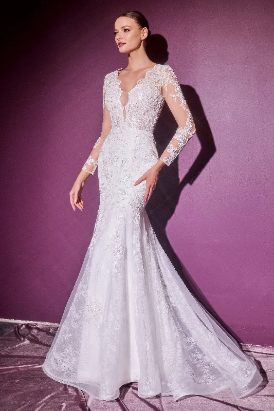 cocktail dresses with metallic thread for shimmer --Long Sleeve Lace Bridal Gown by Cinderella Divine CD951W cocktail dresses with metallic thread for shimmer --Long Sleeve Lace Bridal Gown by Cinderella Divine CD951W