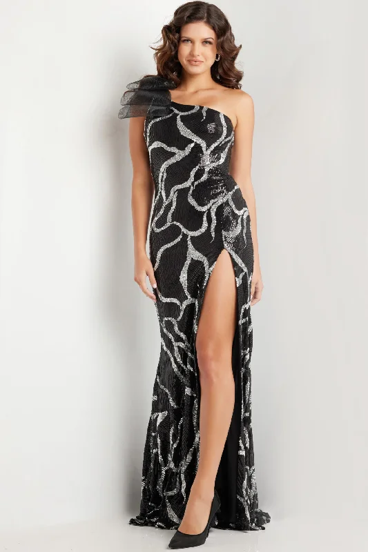 formal dresses for beach weddings with lightweight fabrics --Sequin Fitted One Shoulder Slit Gown by Jovani 38377 formal dresses for beach weddings with lightweight fabrics --Sequin Fitted One Shoulder Slit Gown by Jovani 38377
