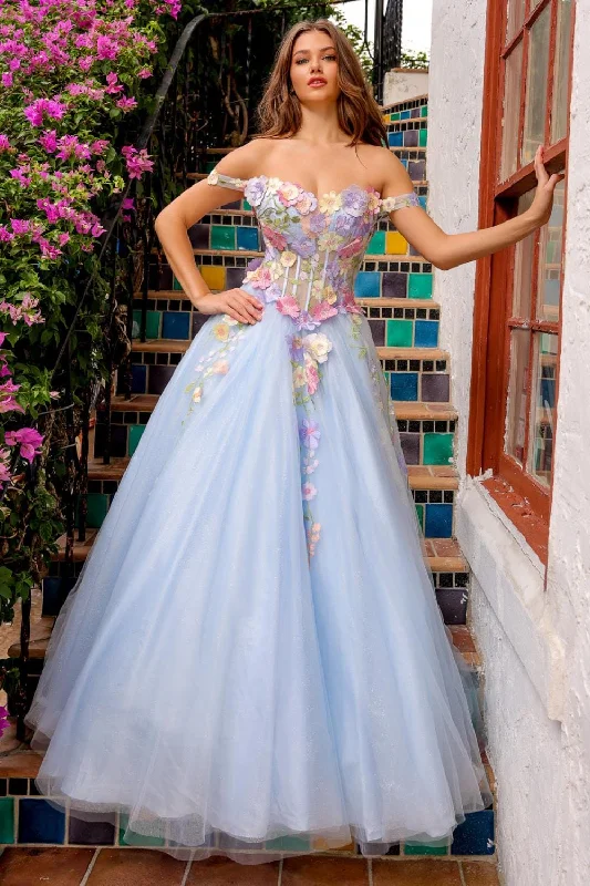 cocktail dresses with ruched bodices for flattering fit --Floral Applique Off Shoulder Gown by Amelia Couture 6124 cocktail dresses with ruched bodices for flattering fit --Floral Applique Off Shoulder Gown by Amelia Couture 6124