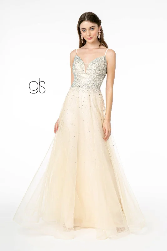 cocktail dresses with floral embroidery for romantic style --Long A-line Tulle Dress with Beaded Bodice by Elizabeth K GL2891 cocktail dresses with floral embroidery for romantic style --Long A-line Tulle Dress with Beaded Bodice by Elizabeth K GL2891