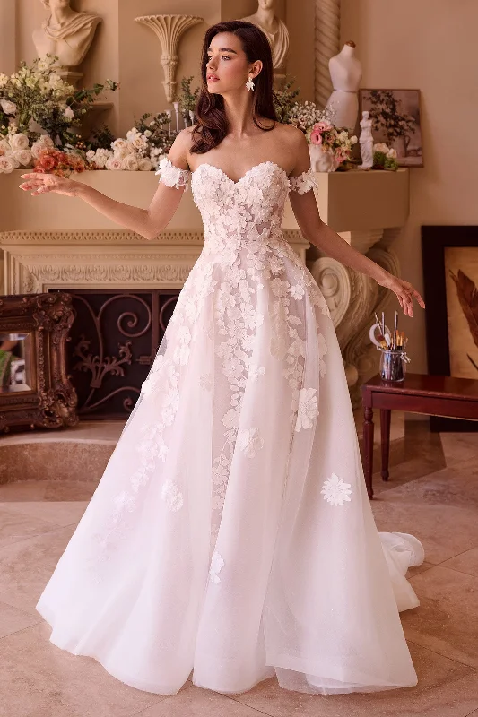 cocktail dresses with sweetheart necklines for romantic looks --3D Floral Strapless Bridal Gown by Ladivine WL039 cocktail dresses with sweetheart necklines for romantic looks --3D Floral Strapless Bridal Gown by Ladivine WL039