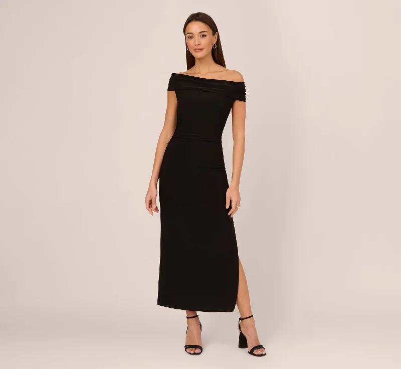Bohemian-style spring dresses for a free-spirited look -Off The Shoulder Jersey Maxi Dress In Black Bohemian-style spring dresses for a free-spirited look -Off The Shoulder Jersey Maxi Dress In Black