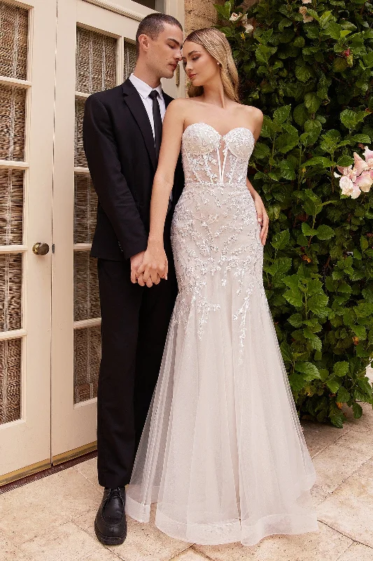 formal dresses for maternity with stretchy waistbands --Strapless Corset Mermaid Wedding Dress by Ladivine CB126W formal dresses for maternity with stretchy waistbands --Strapless Corset Mermaid Wedding Dress by Ladivine CB126W
