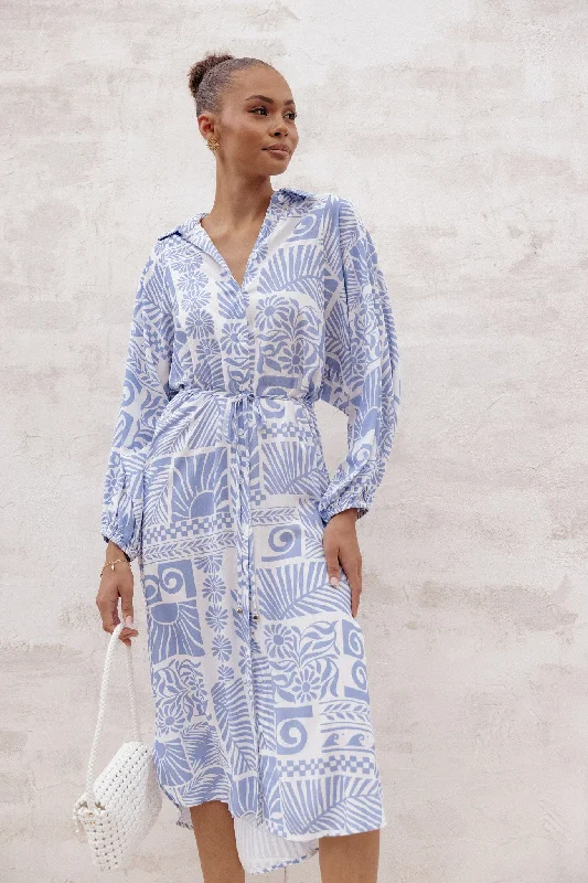 Chic spring dresses with minimal embellishments -Foster Midi Dress - Malia Print