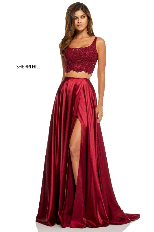 Two piece skirt sets with crop tops- -52600