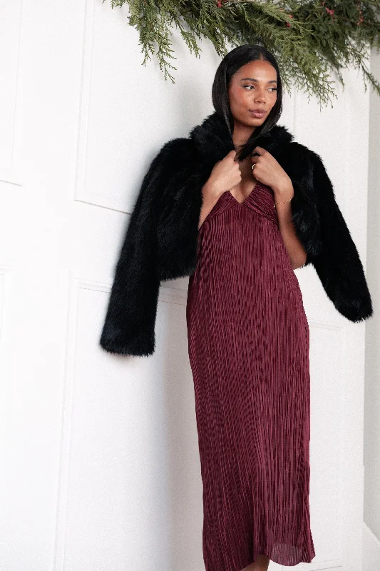 cocktail dresses with velvet skirts for winter parties --Safi Plisse Maxi Dress - Wine cocktail dresses with velvet skirts for winter parties --Safi Plisse Maxi Dress - Wine