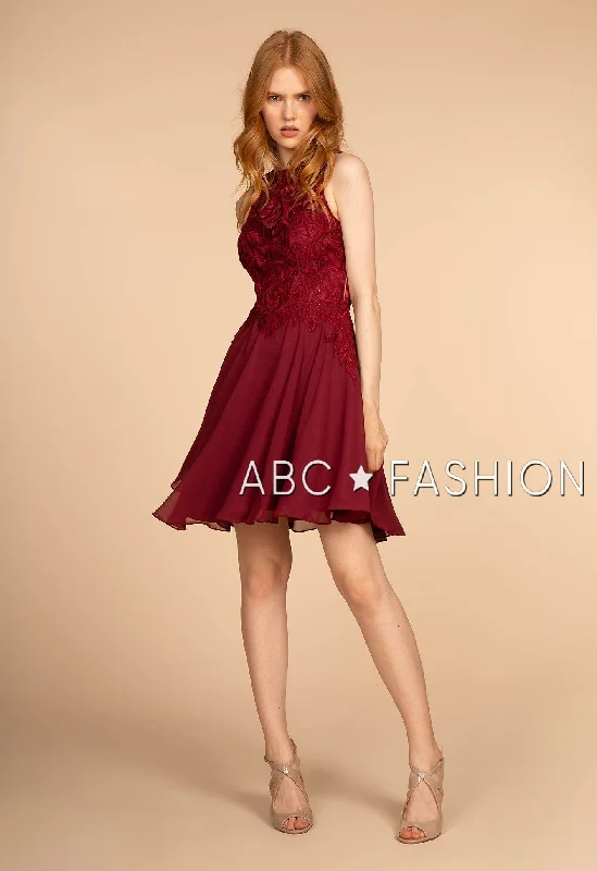 Sparkly dresses for night parties -Short Chiffon Dress with Embroidered Bodice by Elizabeth K GS1618 Sparkly dresses for night parties -Short Chiffon Dress with Embroidered Bodice by Elizabeth K GS1618