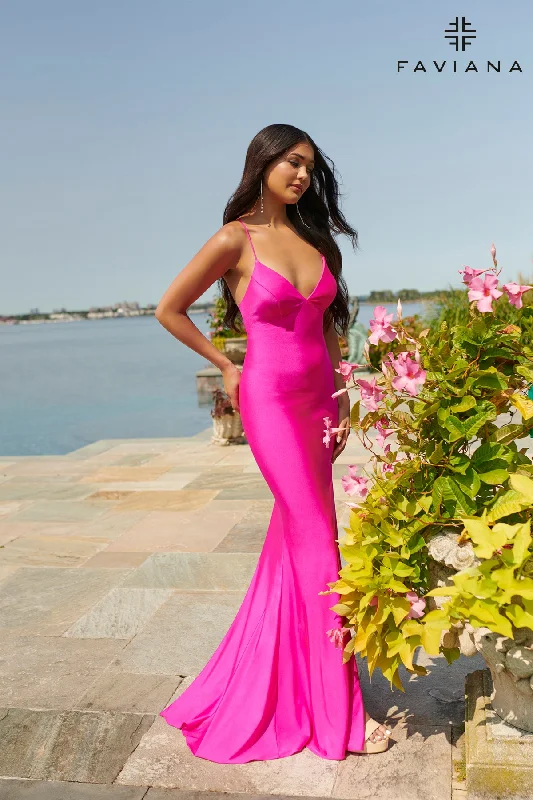 cocktail dresses with layered tulle skirts for volume --Charmeuse V-Neck Slit Gown by Faviana S10826 cocktail dresses with layered tulle skirts for volume --Charmeuse V-Neck Slit Gown by Faviana S10826