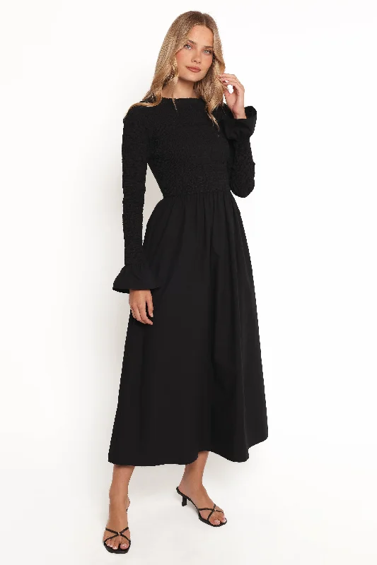 Spring dresses for transitional weather with layers -Mairead Maxi Dress - Black