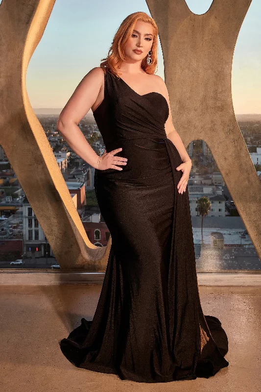 bridesmaid dresses with chiffon overlays for soft texture --Long Fitted One Shoulder Satin Dress by Ladivine PT004C - Outlet bridesmaid dresses with chiffon overlays for soft texture --Long Fitted One Shoulder Satin Dress by Ladivine PT004C - Outlet
