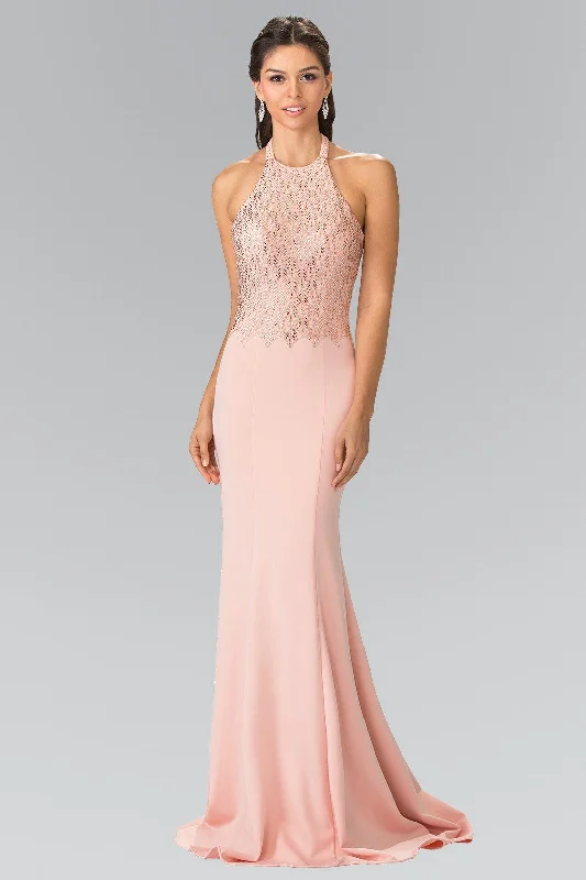 cocktail dresses with lace sleeves for modesty --Long Beaded Jersey Halter Dress by Elizabeth K GL2285 cocktail dresses with lace sleeves for modesty --Long Beaded Jersey Halter Dress by Elizabeth K GL2285