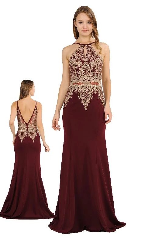 cocktail dresses with satin bows for elegant detail --Long Mock Two-Piece Dress with Lace Appliques by Poly USA 8244 cocktail dresses with satin bows for elegant detail --Long Mock Two-Piece Dress with Lace Appliques by Poly USA 8244