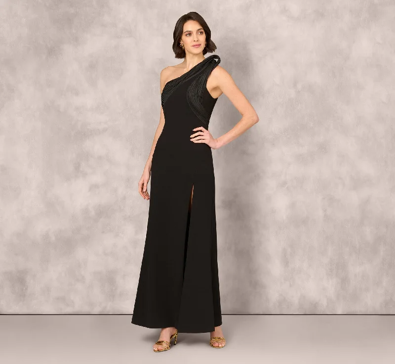 formal dresses with tiered skirts for volume and movement --One Shoulder Pleated Detail Mermaid Gown In Black formal dresses with tiered skirts for volume and movement --One Shoulder Pleated Detail Mermaid Gown In Black