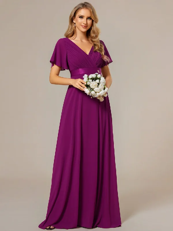 Elegant formal dresses for exclusive parties -Glamorous Pretty Double V-Neck Ruffles Padded Wholesale Evening Dresses Elegant formal dresses for exclusive parties -Glamorous Pretty Double V-Neck Ruffles Padded Wholesale Evening Dresses