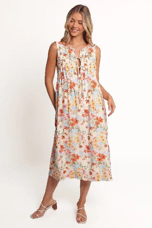 Stylish spring dresses for fashion-forward bridesmaids -Breeze Midi Dress - Floral