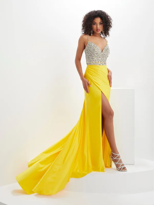 cocktail dresses with embroidered bodices for intricate detail --Beaded Bodice Spandex Sleeveless Slit Gown by Panoply 14131 cocktail dresses with embroidered bodices for intricate detail --Beaded Bodice Spandex Sleeveless Slit Gown by Panoply 14131