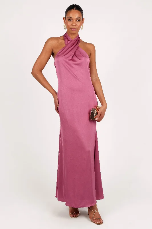 formal dresses for plus size women with A-line skirts --Mila Halterneck Maxi Dress - Dark Rose formal dresses for plus size women with A-line skirts --Mila Halterneck Maxi Dress - Dark Rose