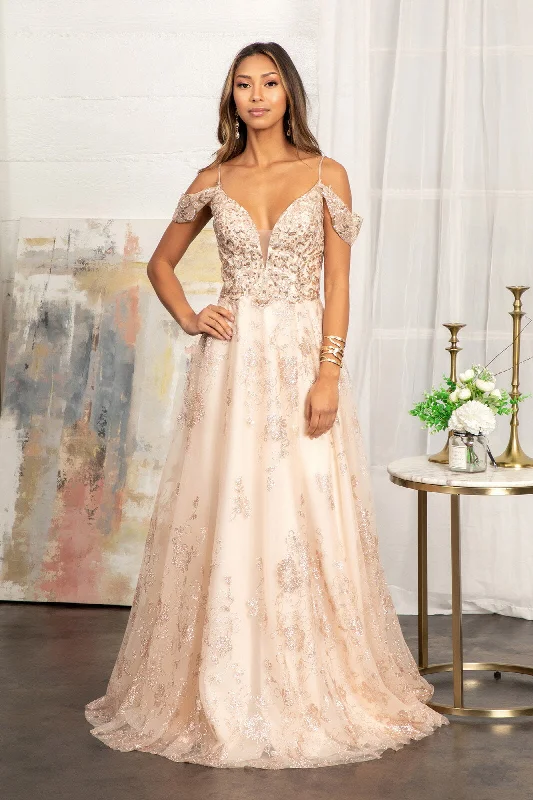Classic wrap wedding guest dresses for all occasions -Embellished Cold Shoulder Gown by Elizabeth K GL3070 Classic wrap wedding guest dresses for all occasions -Embellished Cold Shoulder Gown by Elizabeth K GL3070