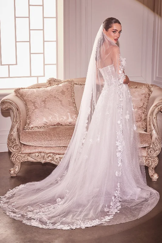 Wedding guest dresses that pair well with nude heels -Beaded Floral Edge Chapel Veil by Ladivine V005 Wedding guest dresses that pair well with nude heels -Beaded Floral Edge Chapel Veil by Ladivine V005