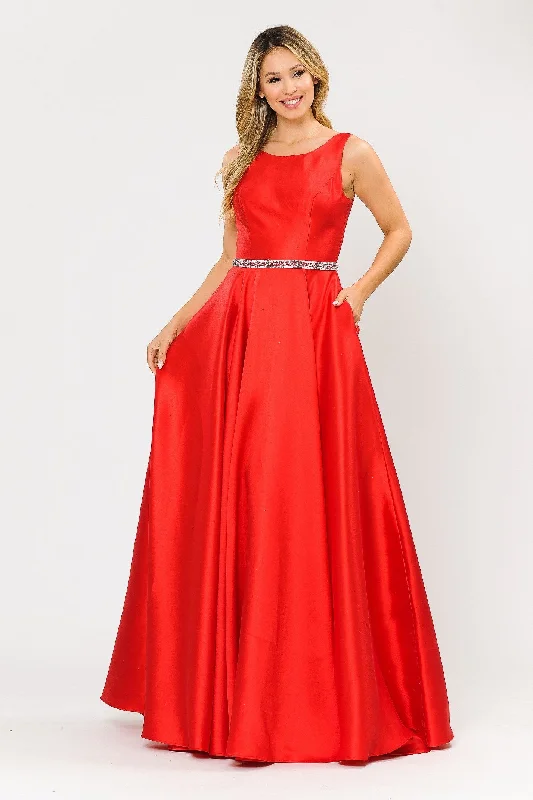Wedding guest dresses for tropical beach weddings -Long Sleeveless Mikado Dress by Poly USA 8678 Wedding guest dresses for tropical beach weddings -Long Sleeveless Mikado Dress by Poly USA 8678