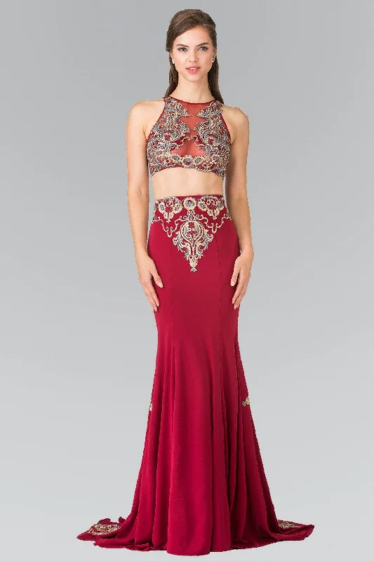 formal dresses with high necklines for modest fashion lovers --Long Two-Piece Embroidered Illusion Dress by Elizabeth K GL2296 formal dresses with high necklines for modest fashion lovers --Long Two-Piece Embroidered Illusion Dress by Elizabeth K GL2296