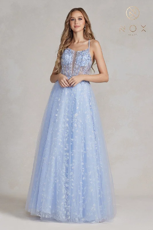 Best wedding guest dresses for casual indoor weddings -Applique Sleeveless Corset Gown by Nox Anabel T1084 Best wedding guest dresses for casual indoor weddings -Applique Sleeveless Corset Gown by Nox Anabel T1084