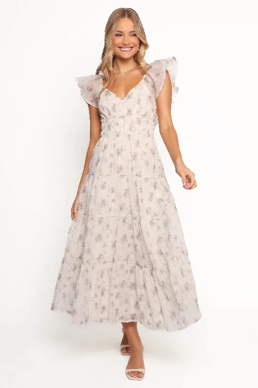 Spring dresses for casual workwear with elegance -Talia Maxi Dress - Cream Multi Floral