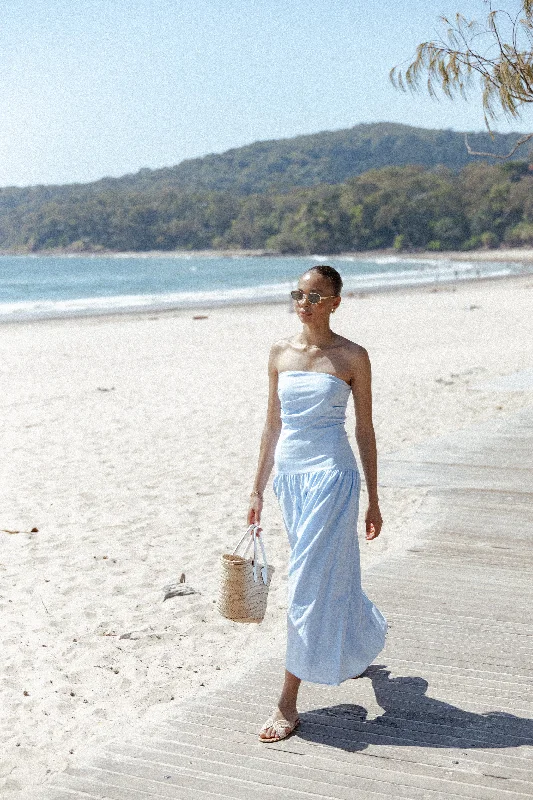 cocktail dresses with mesh necklines for modern appeal --Stella Maxi Dress - Cornflower