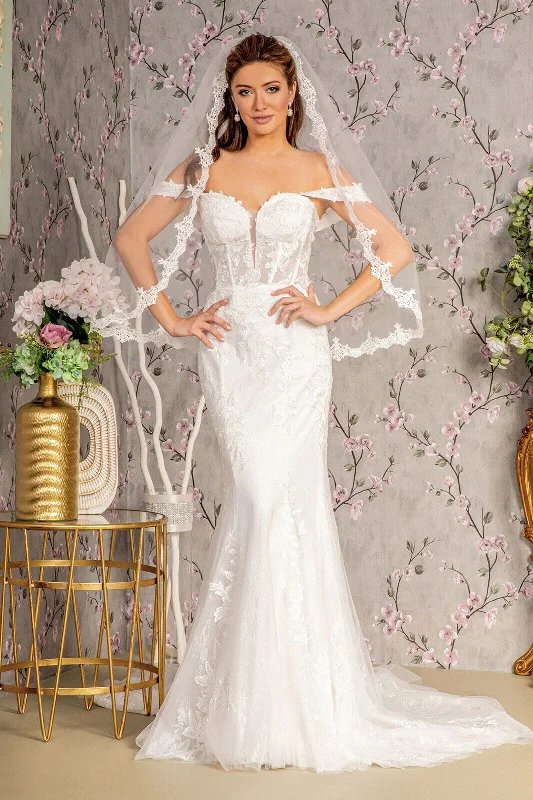 Trendy wedding guest dresses with cut-out details for added drama -Off Shoulder Corset Bridal Mermaid Gown by GLS Gloria GL3488 Trendy wedding guest dresses with cut-out details for added drama -Off Shoulder Corset Bridal Mermaid Gown by GLS Gloria GL3488