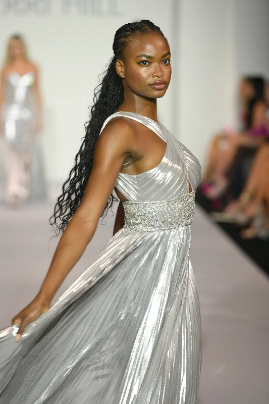 formal dresses for holiday balls with metallic accents --56195