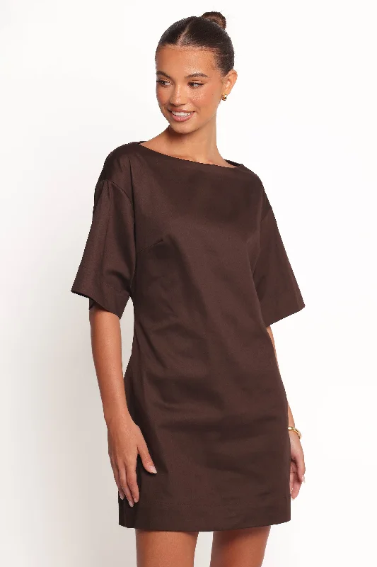 Bridal shower spring dresses with simple elegance -Thorne Mini Dress - Chocolate