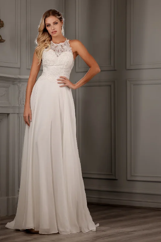 Affordable wedding guest dresses for budget-conscious buyers -Halter Lace Chiffon Bridal Gown by Abby Lane 97152 Affordable wedding guest dresses for budget-conscious buyers -Halter Lace Chiffon Bridal Gown by Abby Lane 97152