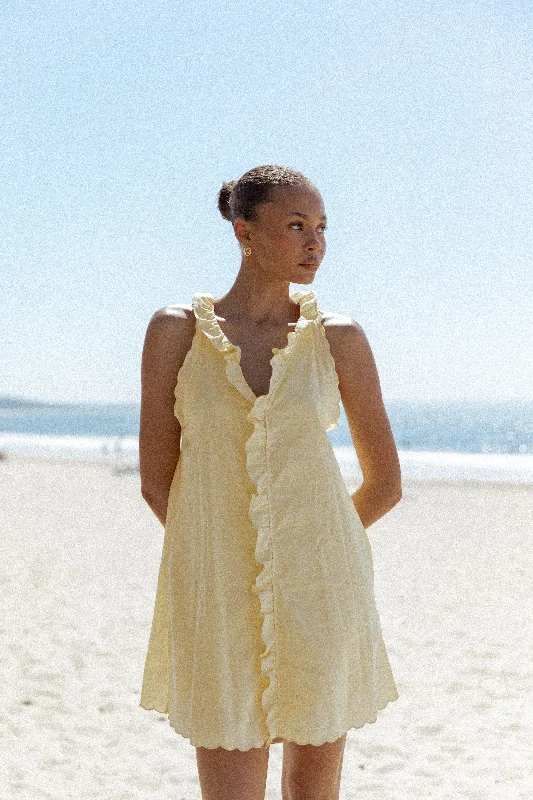 Graduation dresses for high school graduates with chic styles -Cassandra Ruffle Mini Dress - Butter Yellow Graduation dresses for high school graduates with chic styles -Cassandra Ruffle Mini Dress - Butter Yellow