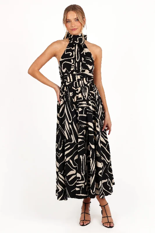 Wedding guest dresses for intimate backyard weddings -Jennifer Halterneck Maxi Dress - Black/White Wedding guest dresses for intimate backyard weddings -Jennifer Halterneck Maxi Dress - Black/White